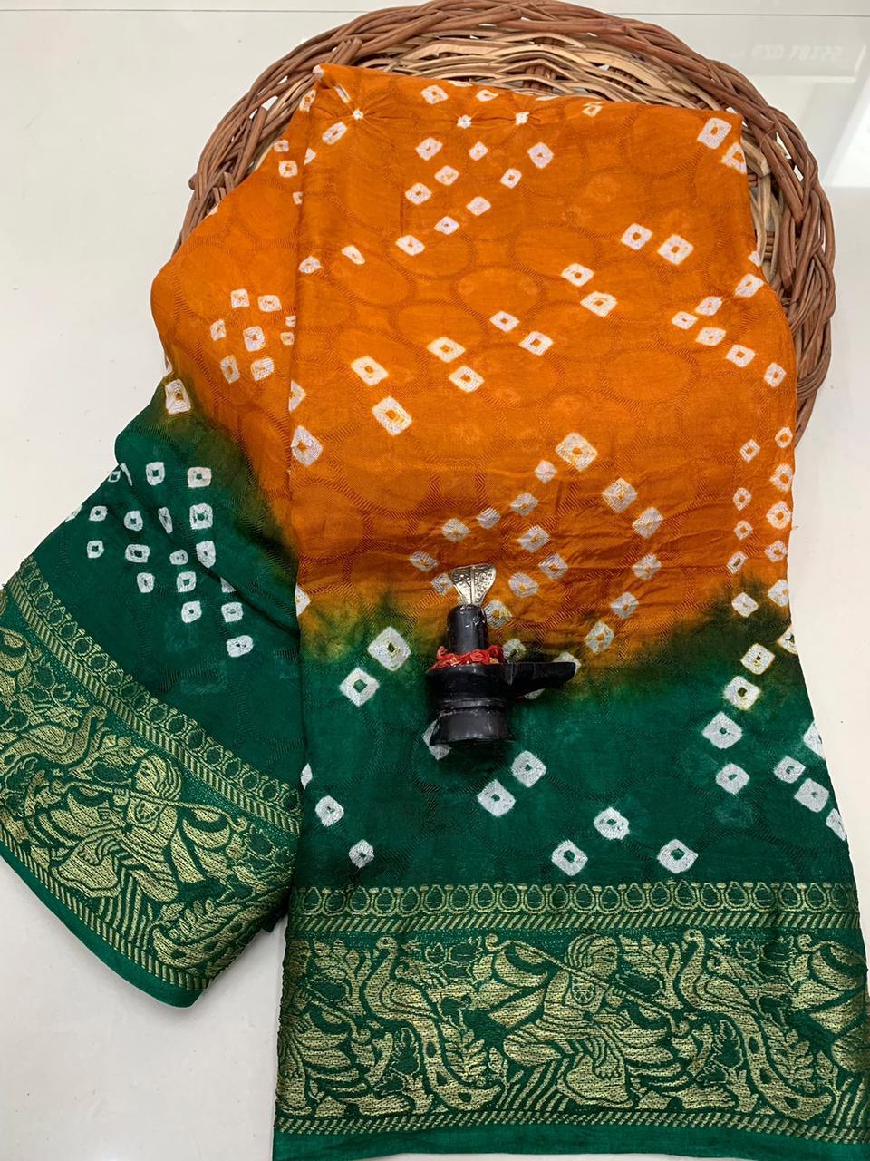 Semi-silk soft smooth Bandhej Saree 14942N