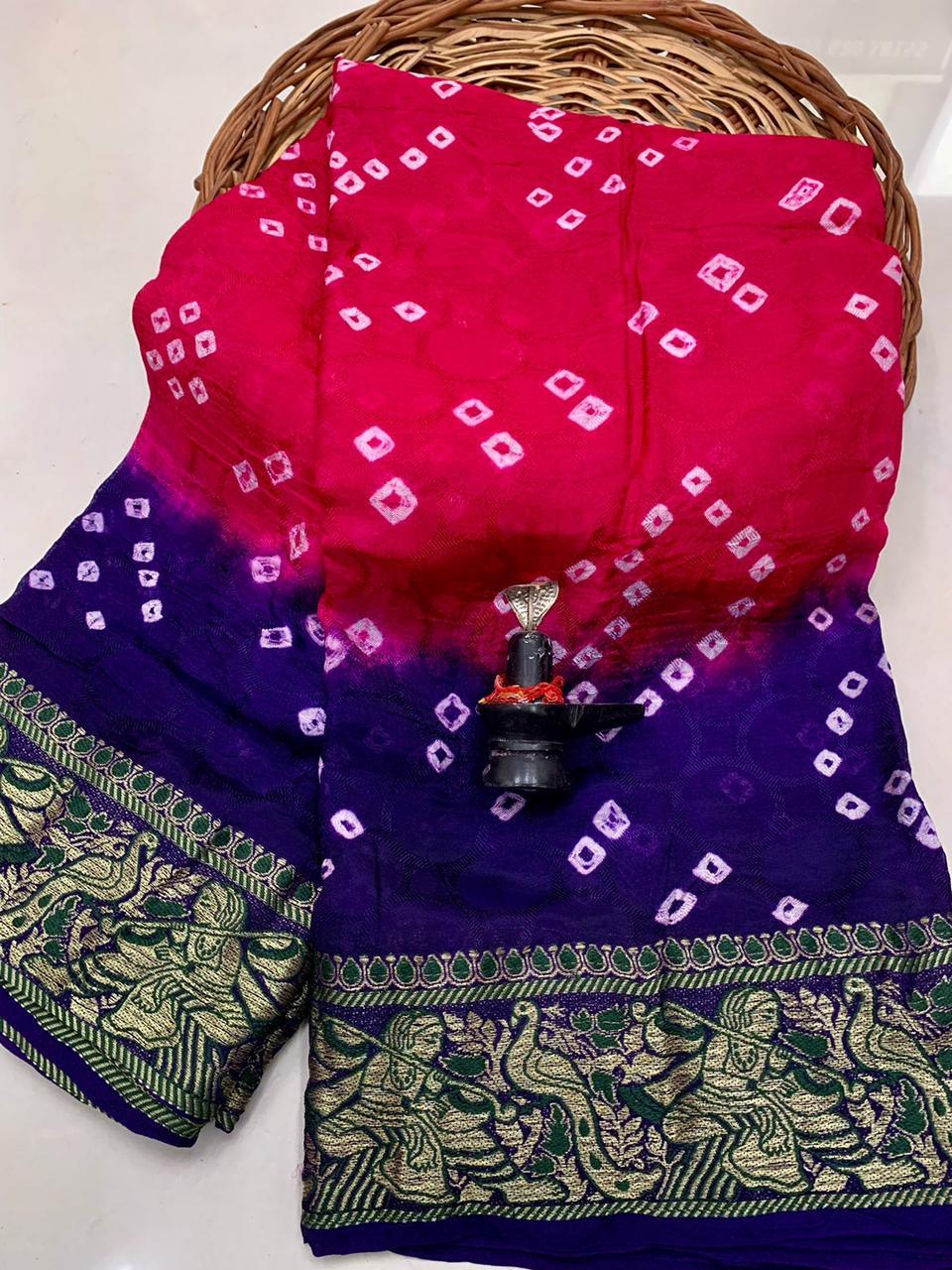 Semi-silk soft smooth Bandhej Saree 14942N