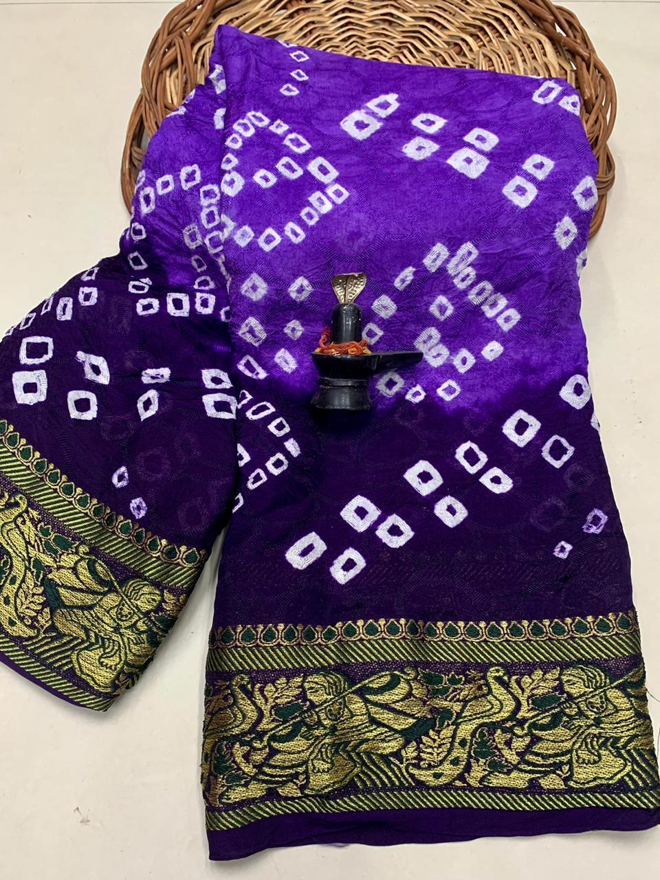 Semi-silk soft smooth Bandhej Saree 14942N