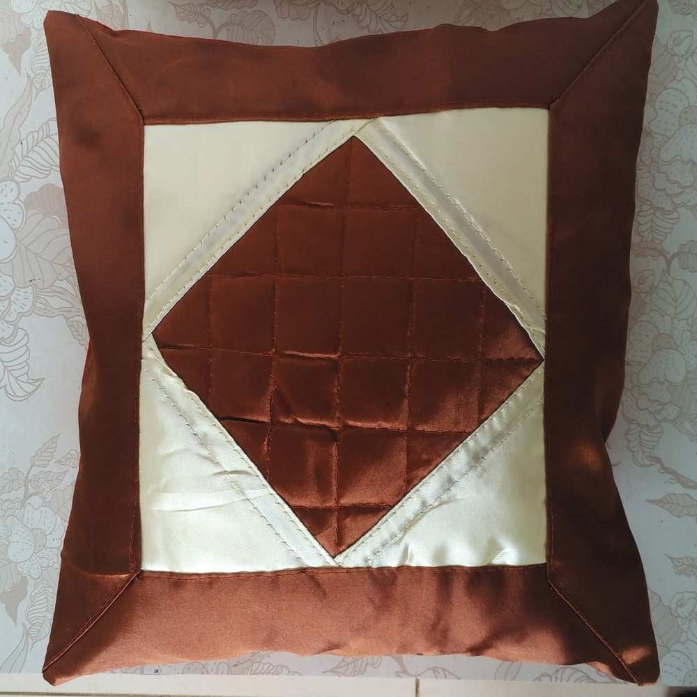 Silk Brown & Silver Cushion Cover Size 16 * 16 1 pc