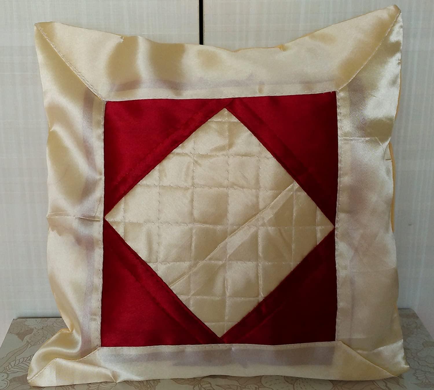 Silk Cream & Maroon Cushion Cover size12 x 12 1 pc…