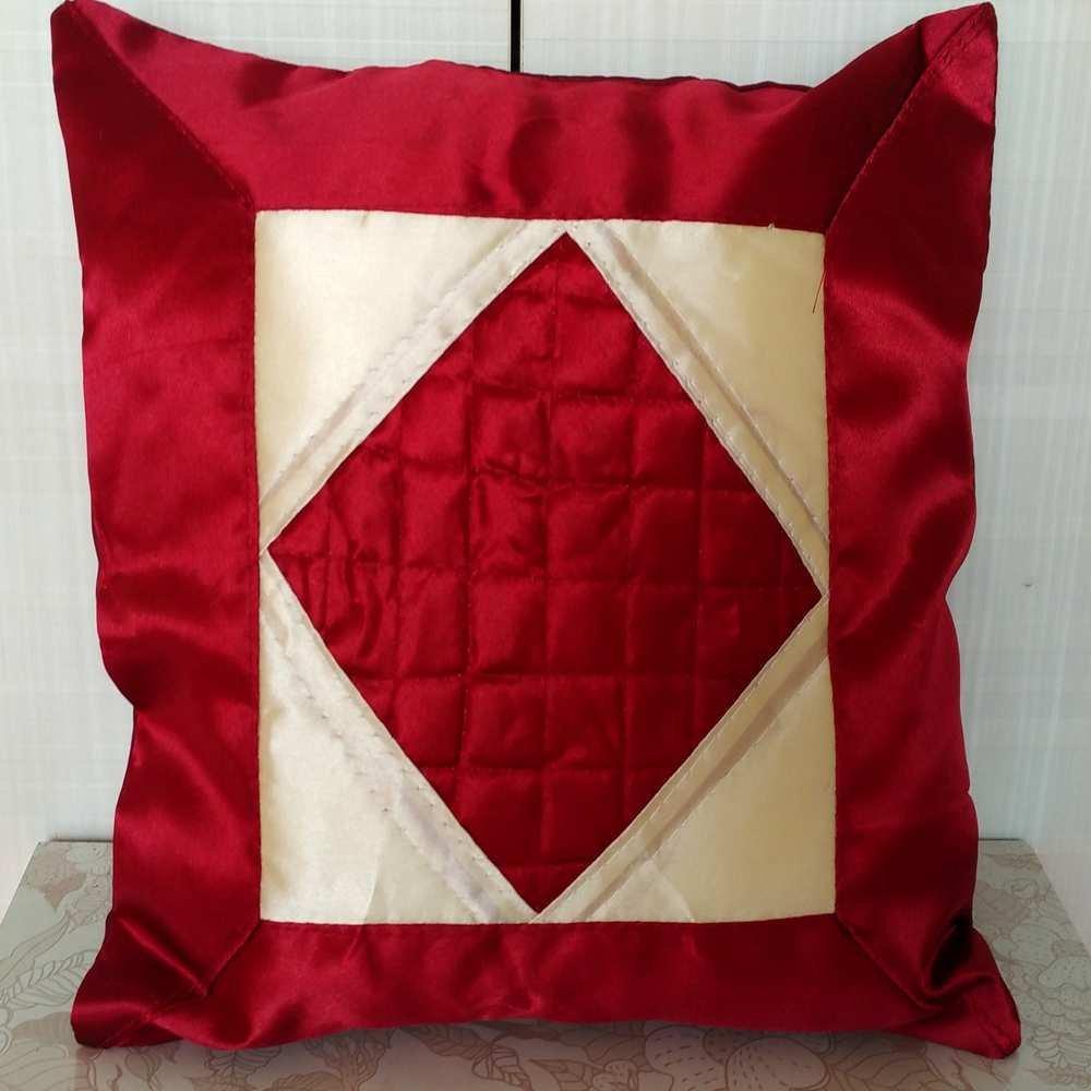 Silk Maroon & Cream Cushion Cover Size 12 x 12 1 pc