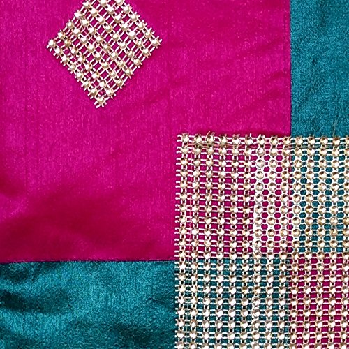 Silk sea Green & Pink with Stone Work Cushion Cover Size 16 * 16 1 pc…