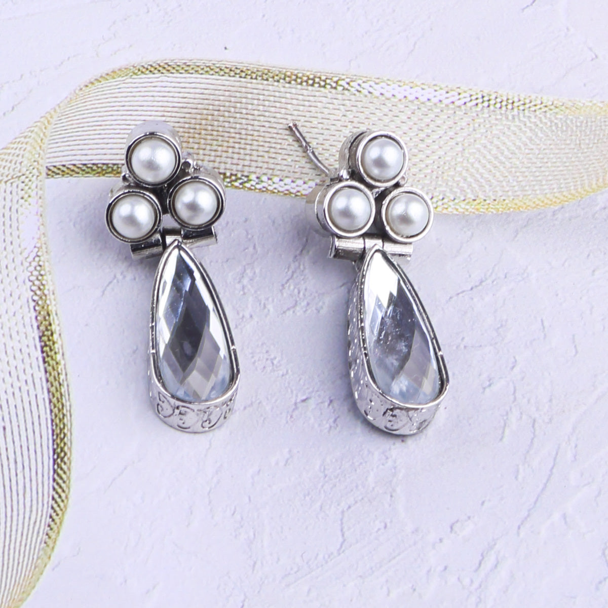 Silver Oxidised Cute Earrings 17782N