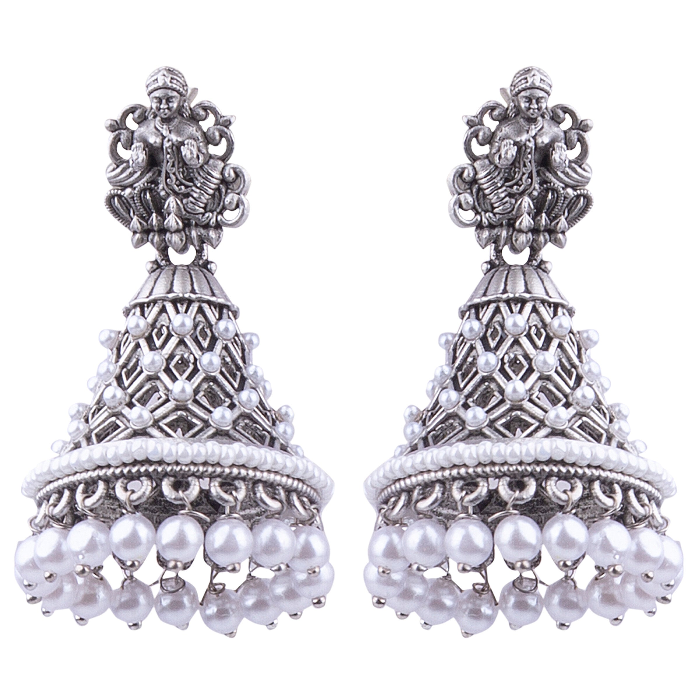 Silver Oxidised Cute Earrings 17806N