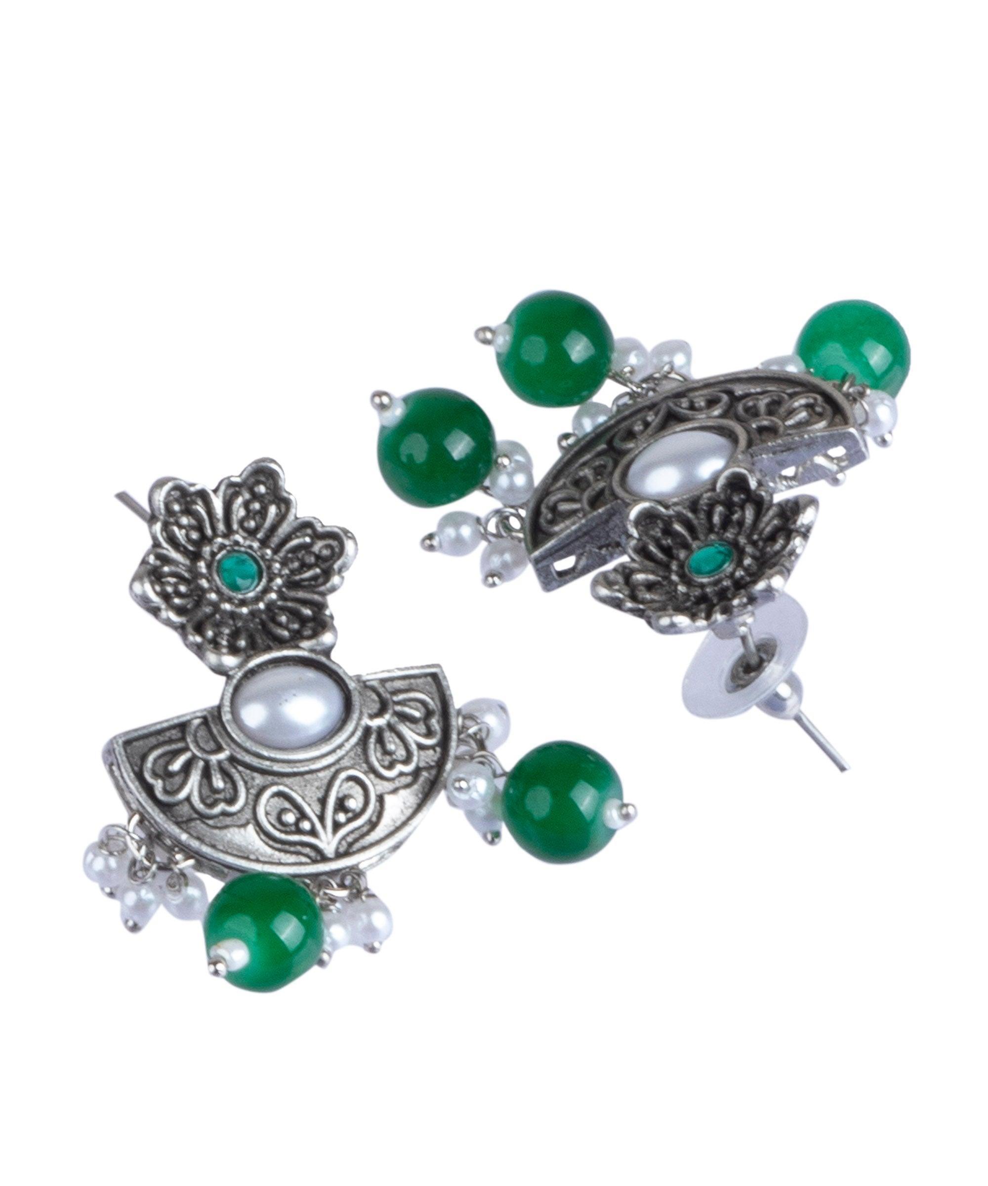 Silver Oxidised Elegant Necklace Set - Griiham