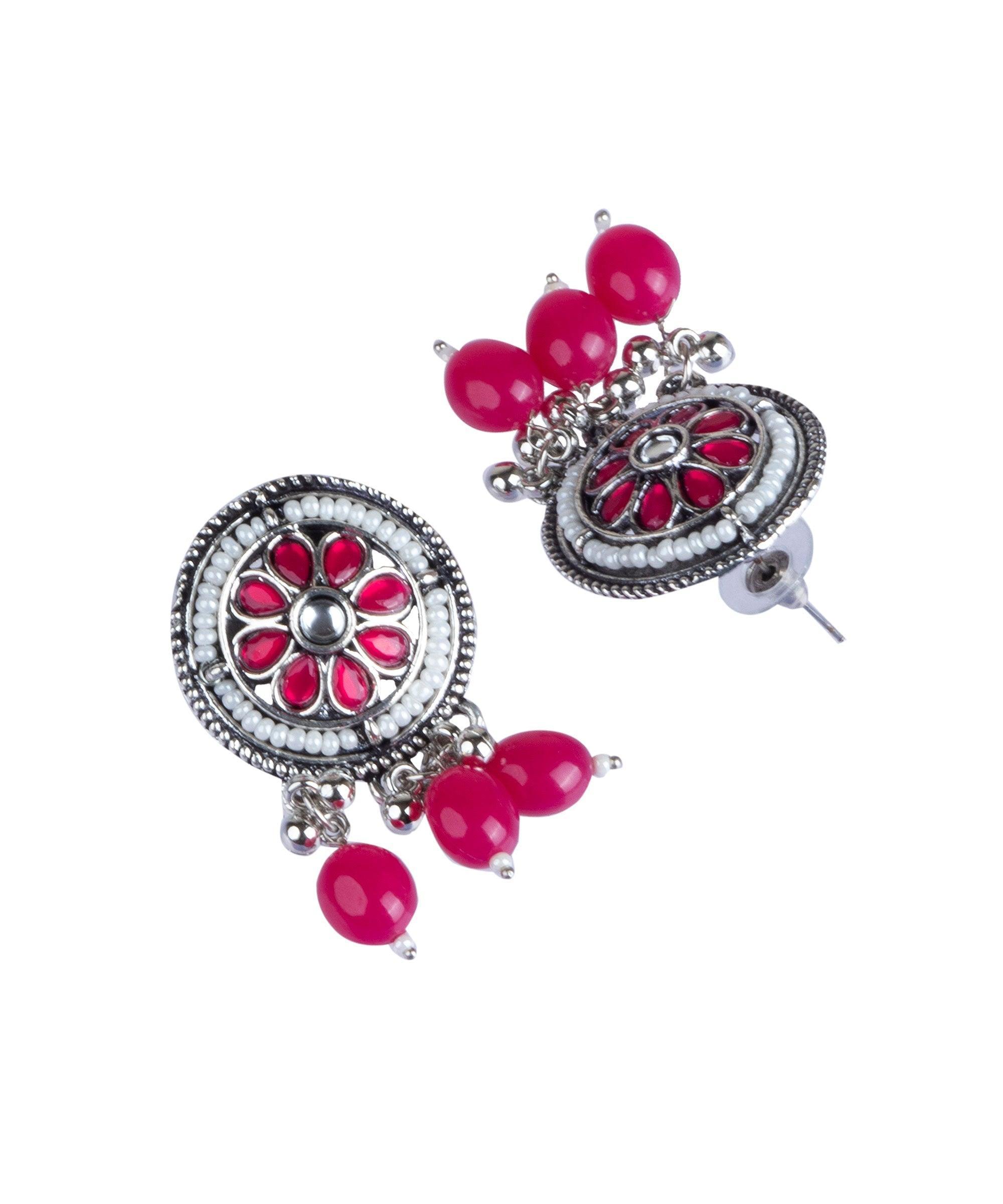 Silver Oxidised Elegant Necklace Set - Griiham