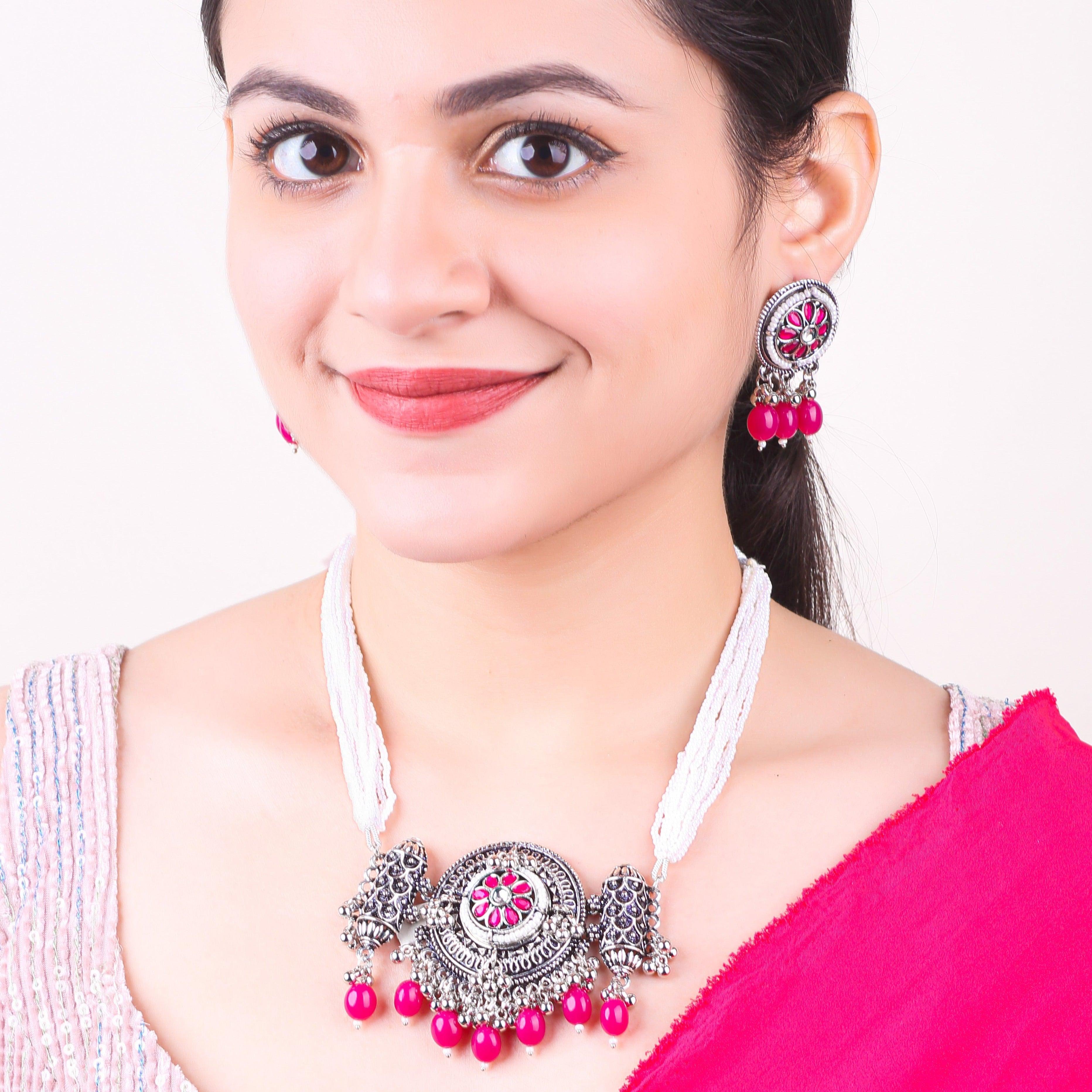 Silver Oxidised Elegant Necklace Set