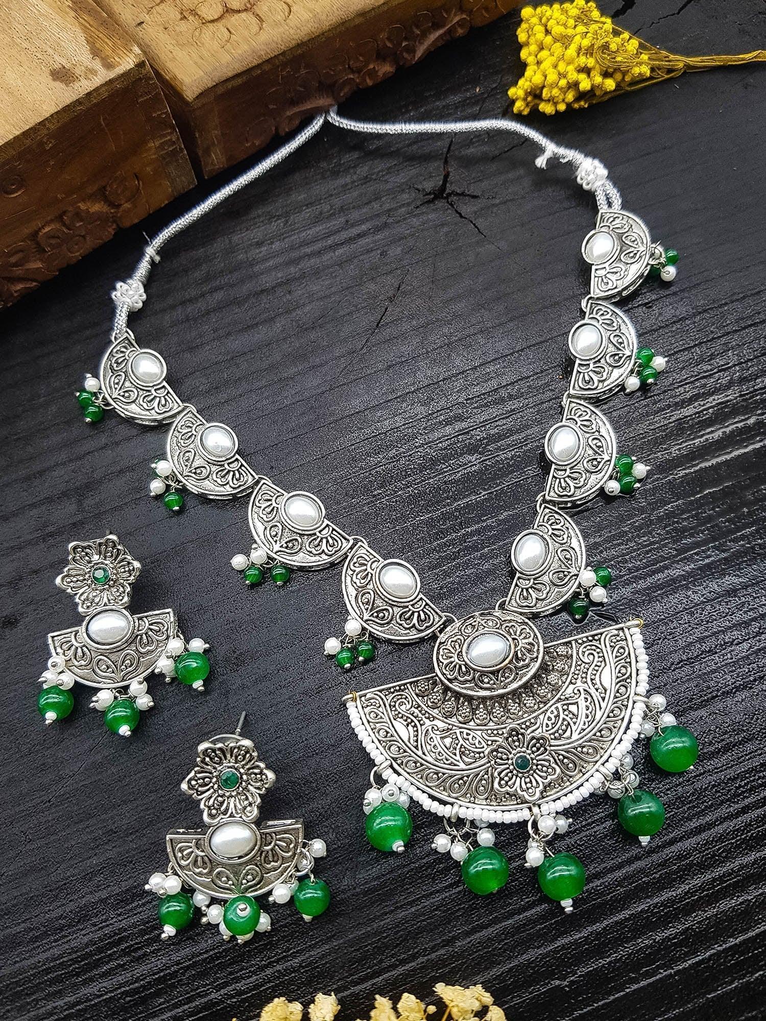 Silver Oxidised  Elegant Necklace Set