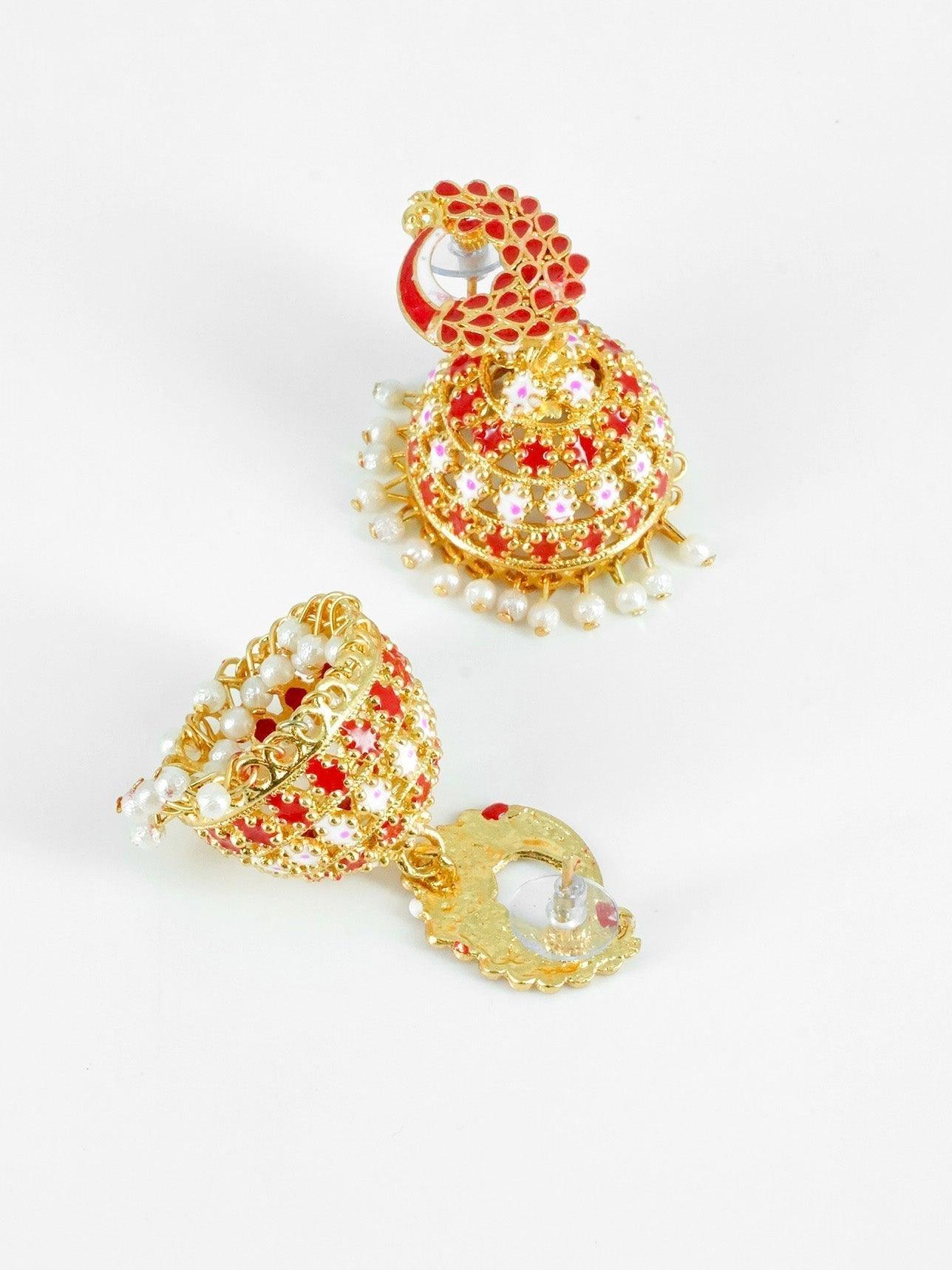 Silver Oxidised Exclusive Peacock Design Jhumkis / Earrings with different color options 9798N - Griiham