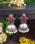 Silver Oxidised Jhumki Earrings 12481N - Griiham