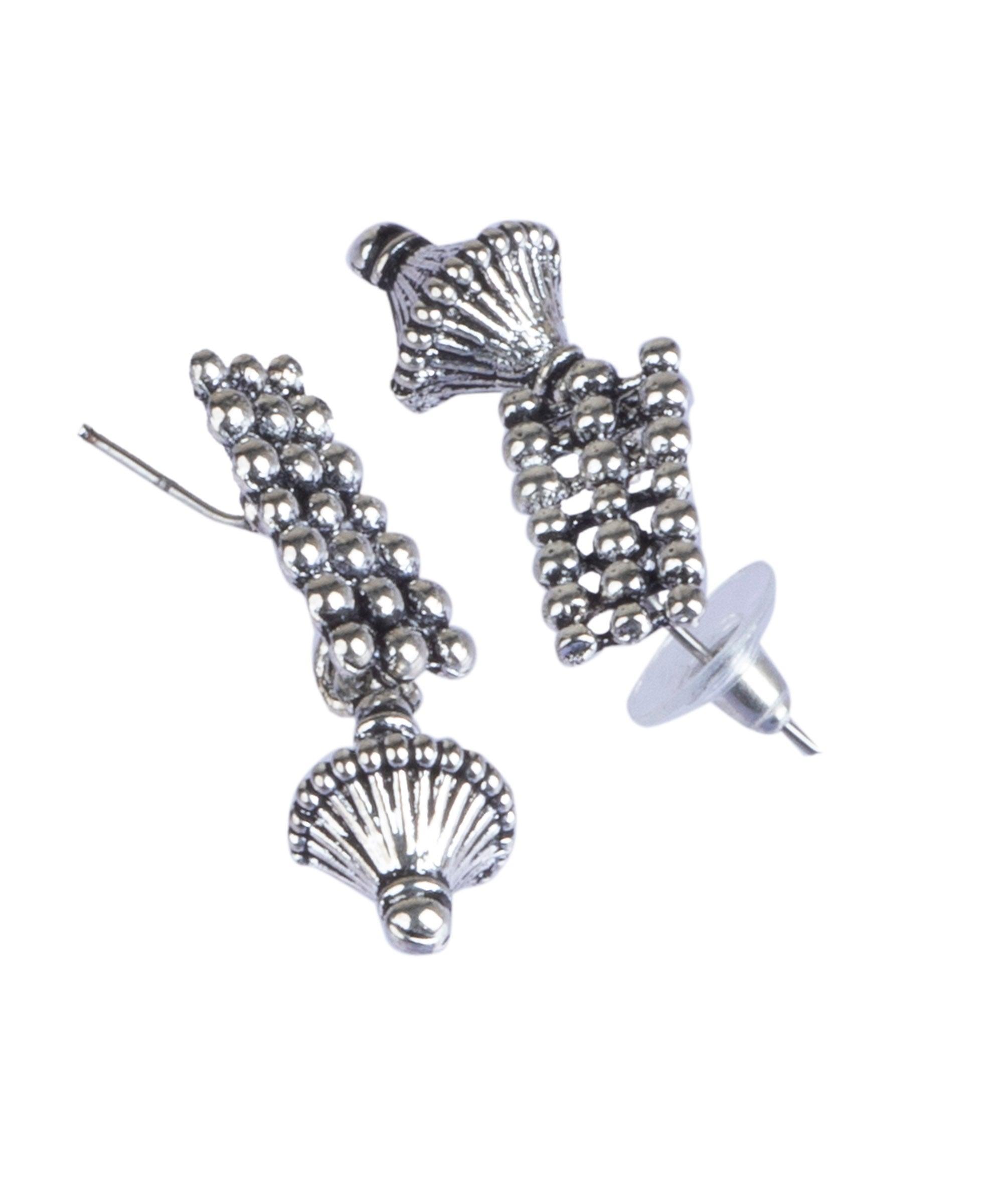 Silver Oxidised Plated Elegant Necklace Set - Griiham