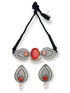 Silver Oxidised Short Choker set with Stone 5790N - Griiham