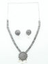 Silver Oxidised Simple Designer Necklace Set for special occasion 10761N - Griiham