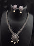 Silver Oxidised Simple Designer Necklace Set for special occasion 10761N - Griiham