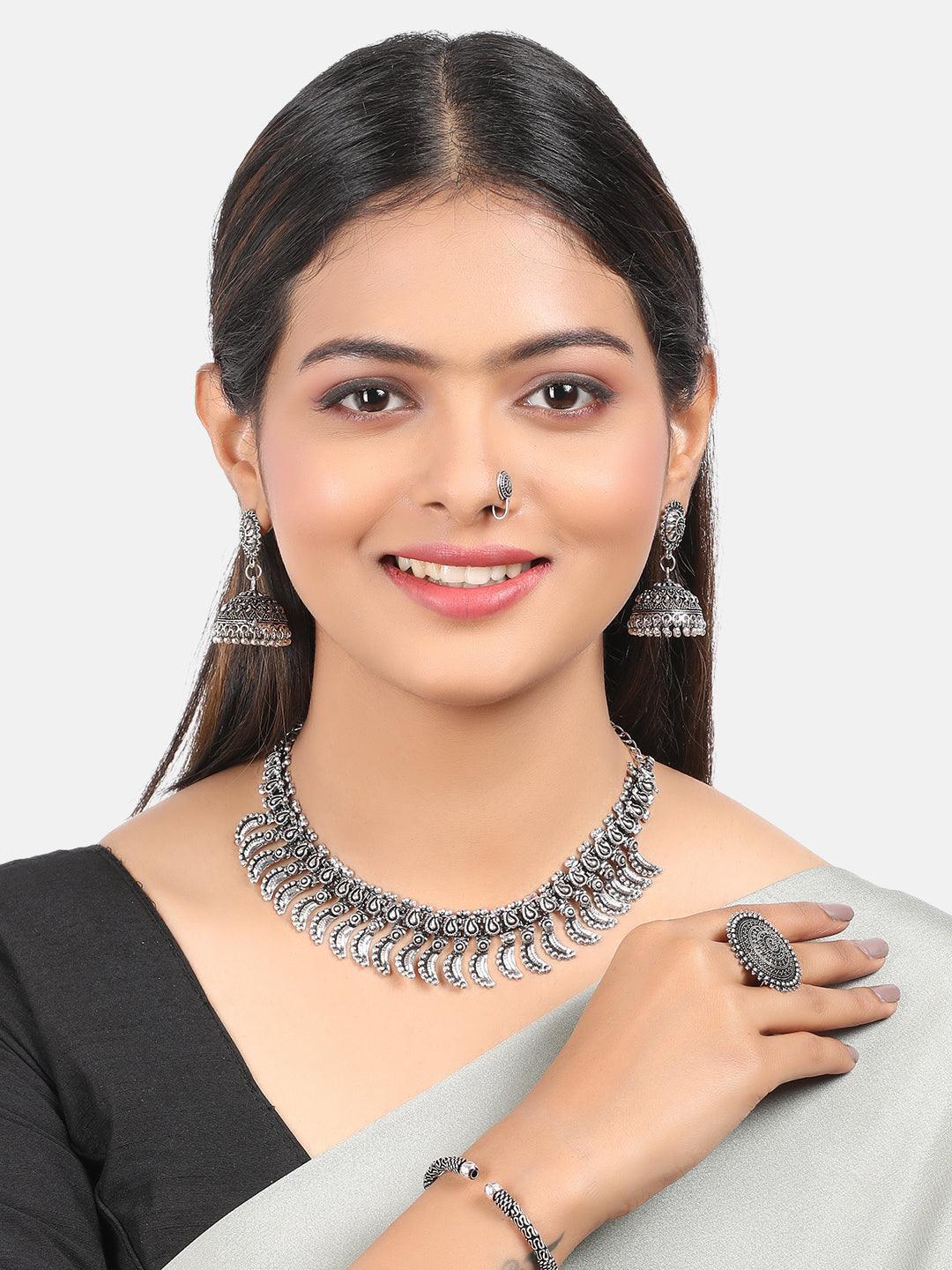 Silver Oxidised Victorian Design Full set NNJ12-30 - Griiham