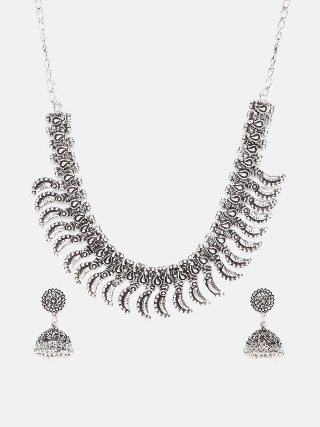 Silver Oxidised Victorian Design Full set NNJ12-30 - Griiham