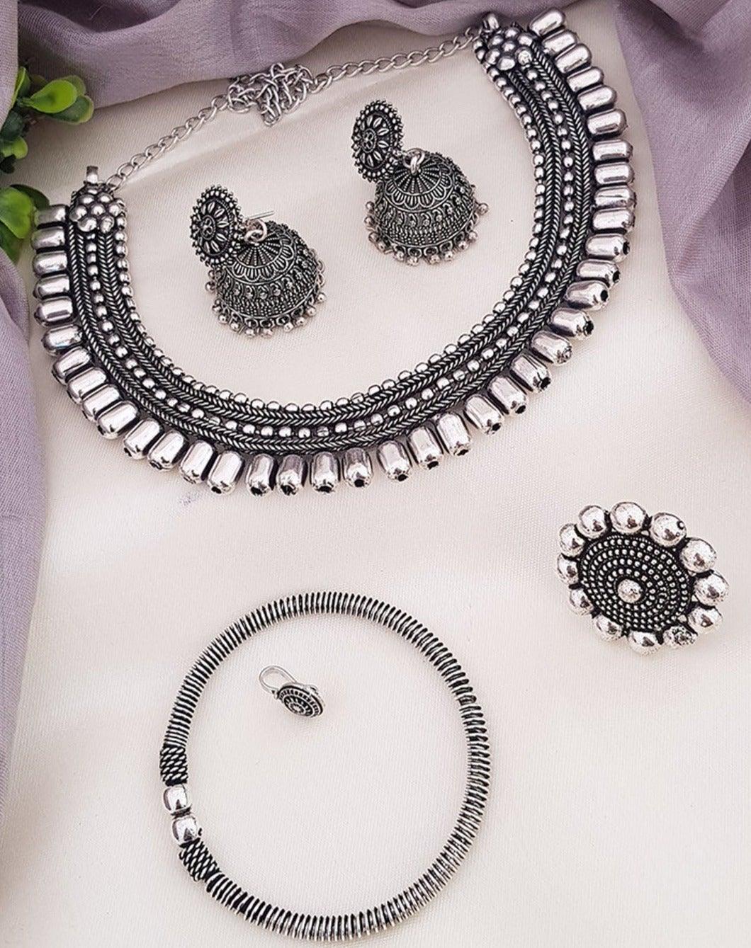 Silver Oxidised Victorian Design Full set NNJ12-321-5774N