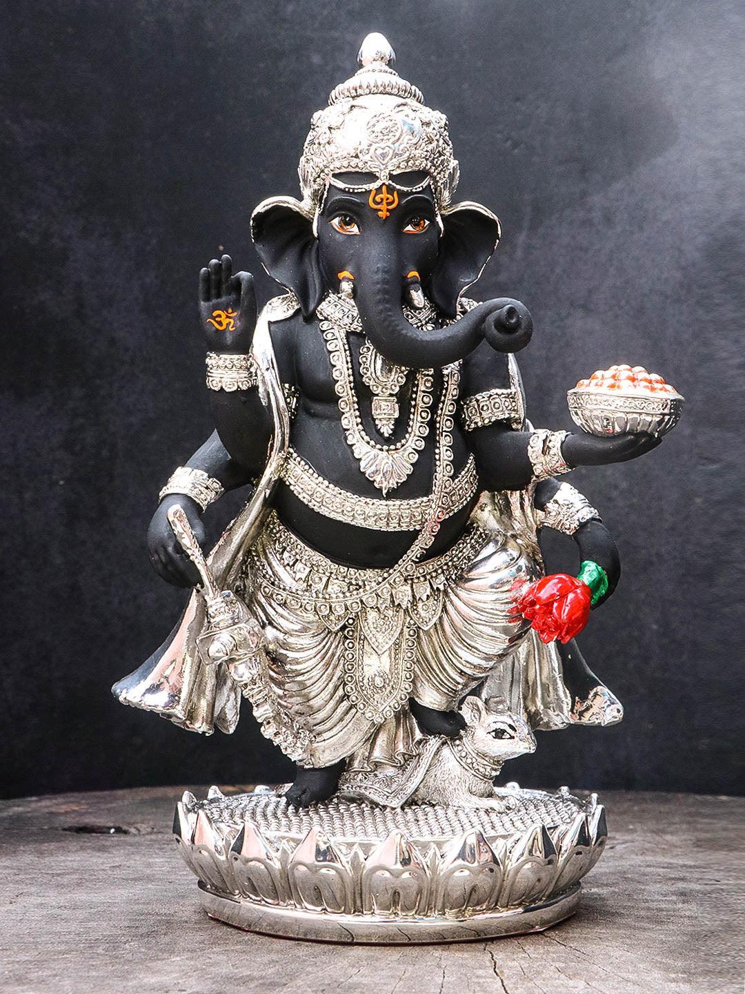 Silver Plated Grand Unique Ganesha Statue  idol with Height 19.5cm