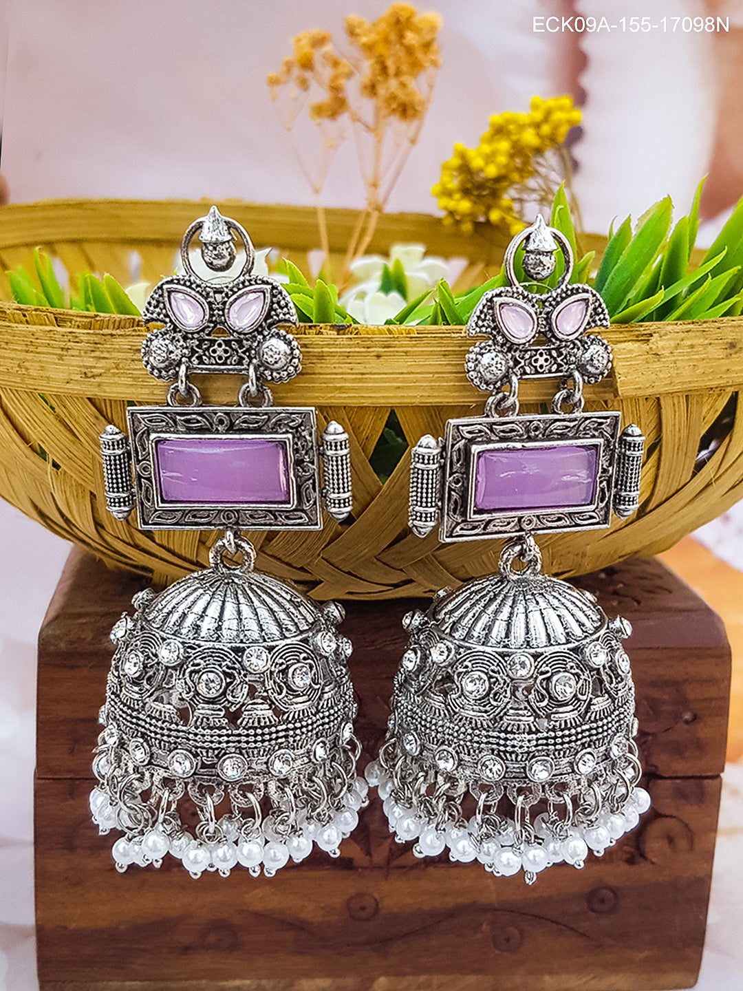 Silver Plated Oxidised Jhumki /Earrings 17098N
