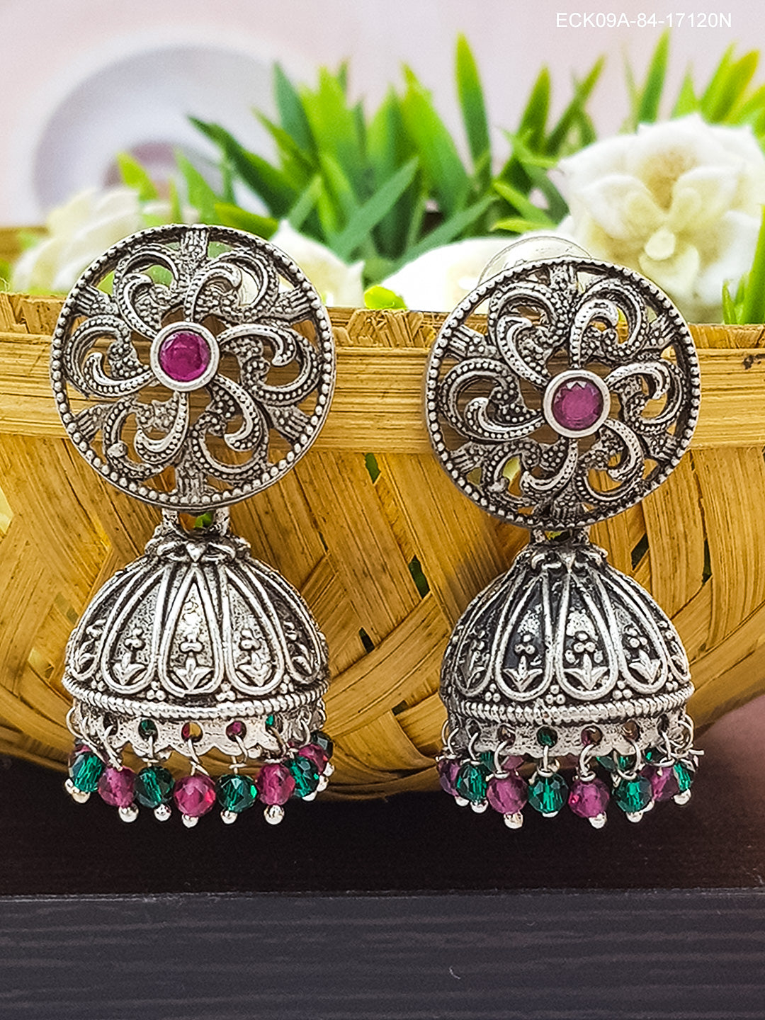 Silver Plated Oxidised Jhumki /Earrings 17120N