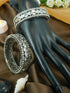 Silver Plated Oxidised Set of 2 Bangles with white beads - Griiham