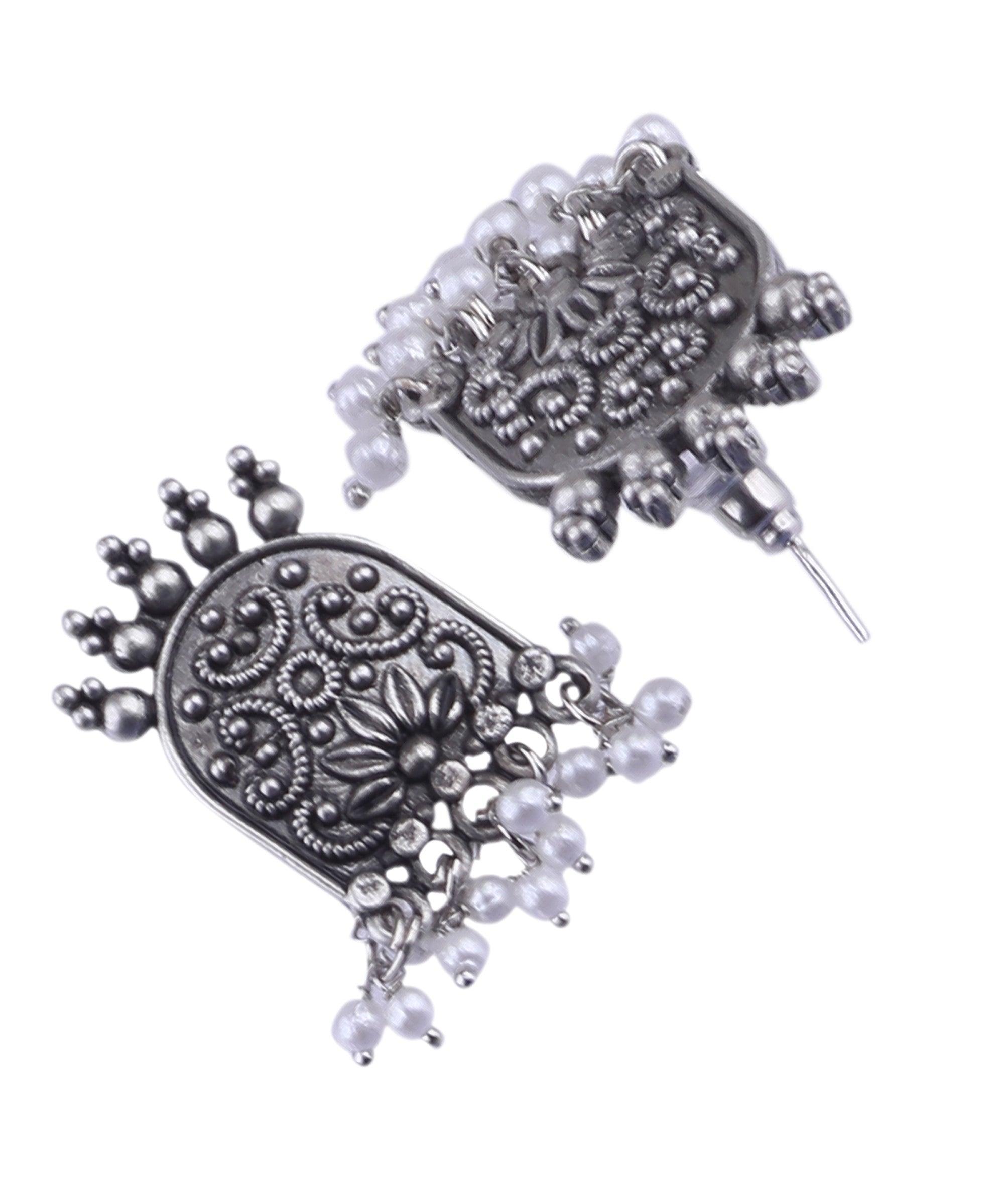 Silver Plated oxidised Earrings Jhumka - Griiham