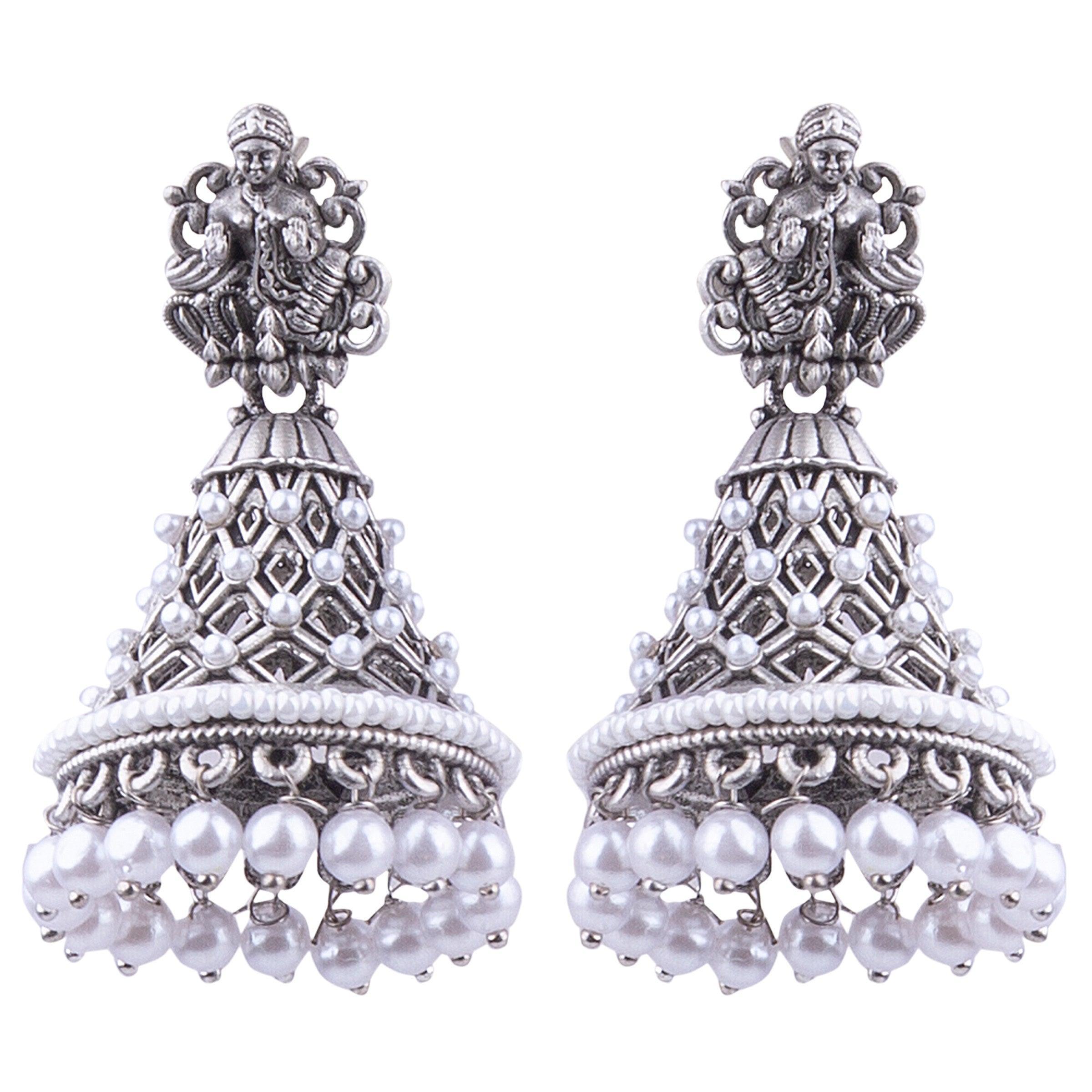Silver Plated oxidised Earrings Jhumka - Griiham