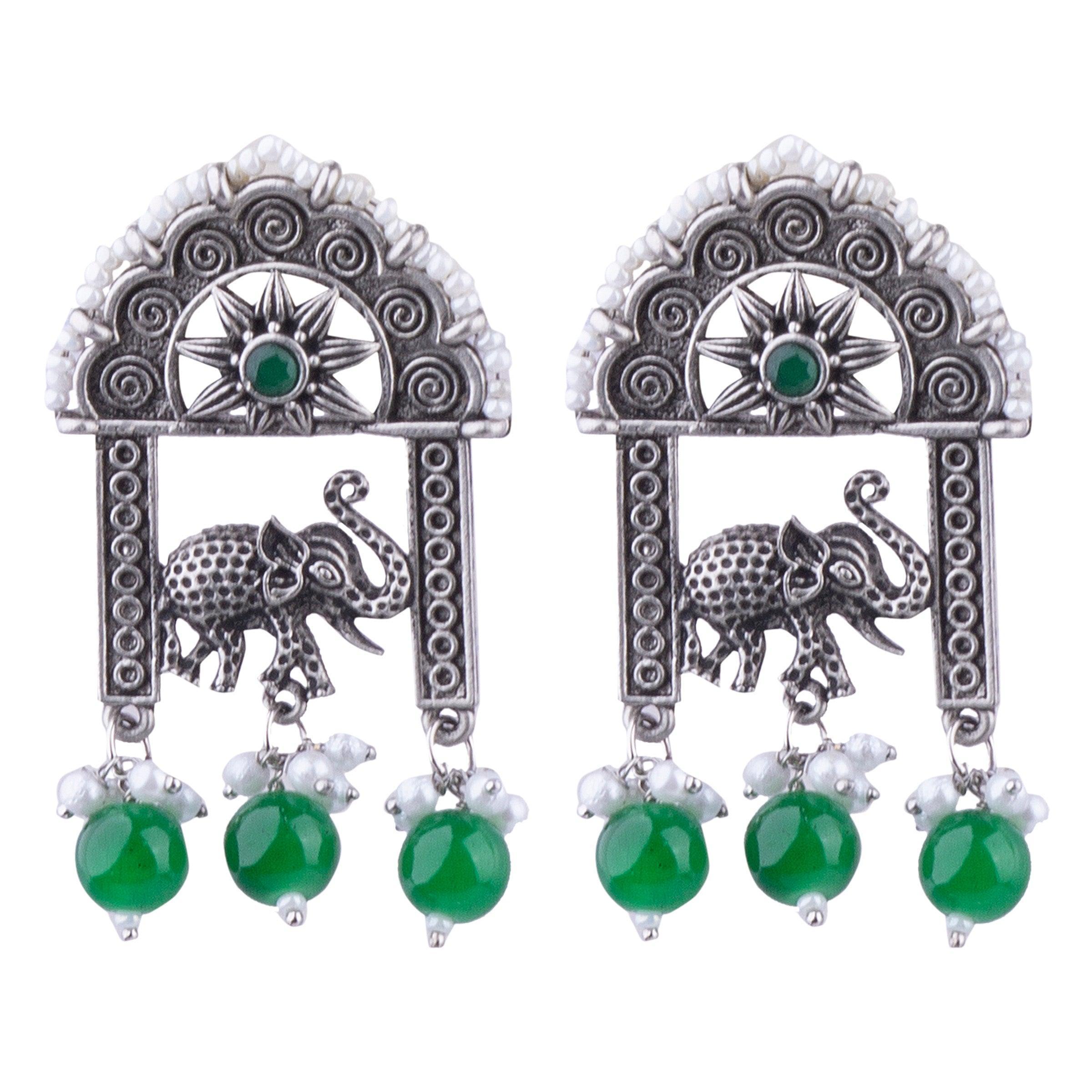 Silver Plated oxidised Earrings Jhumka - Griiham