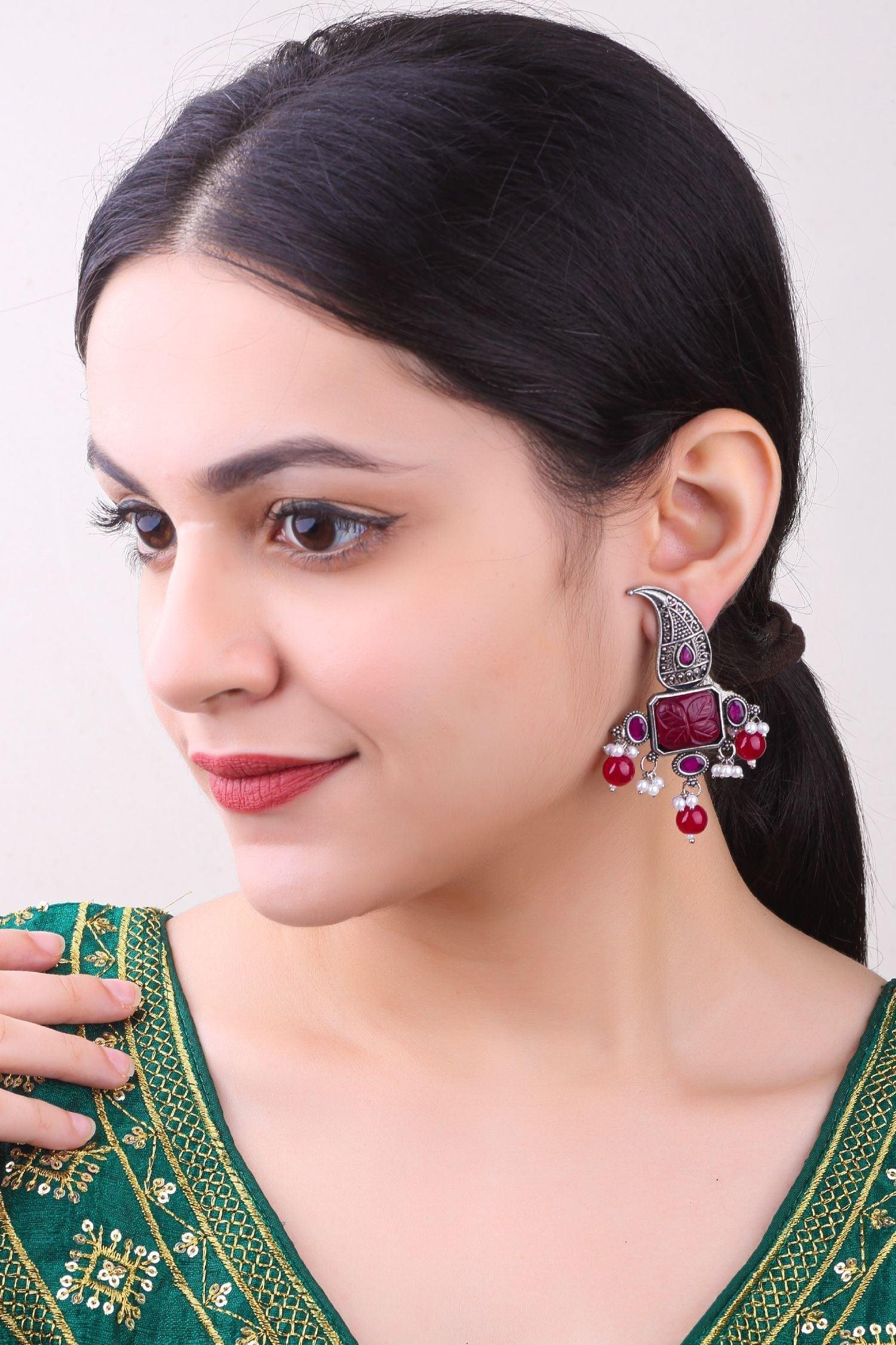 Silver Plated oxidised Earrings Jhumka