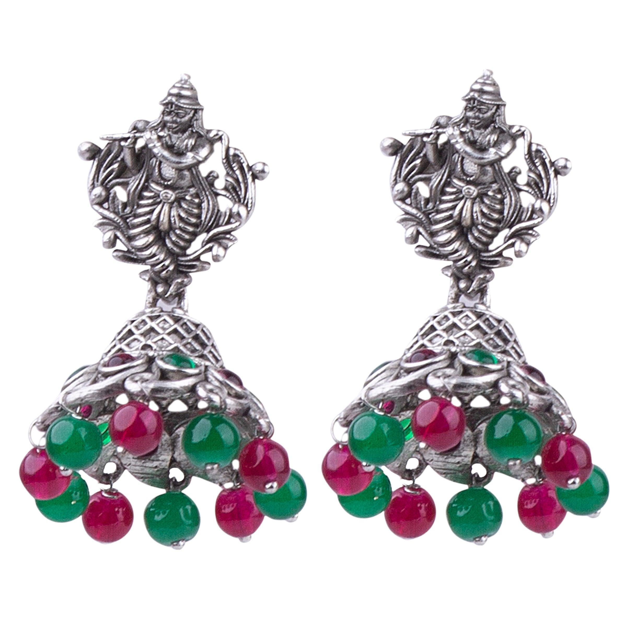 Silver Plated oxidised Earrings Jhumka - Griiham