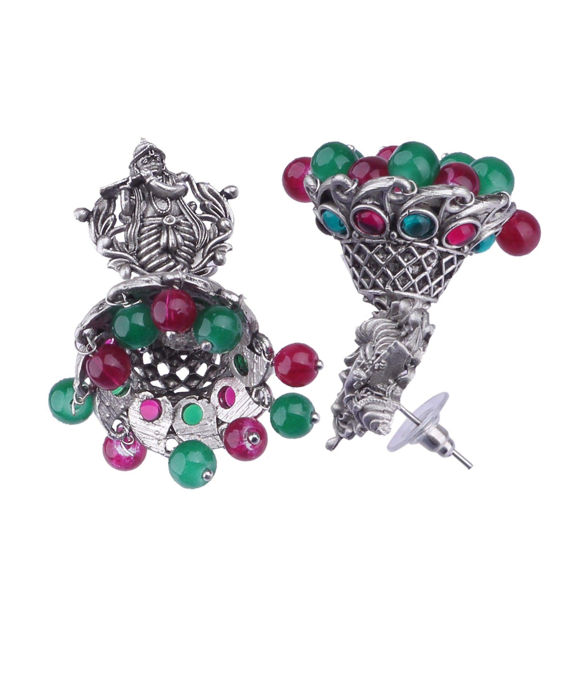 Silver Plated oxidised Earrings Jhumka - Griiham