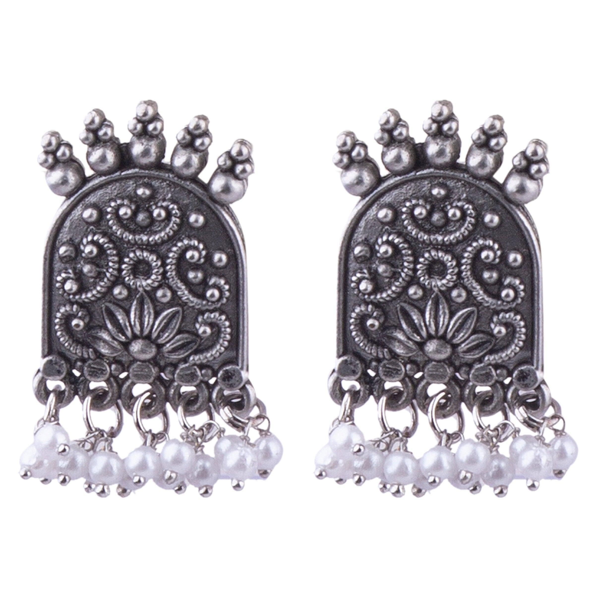 Silver Plated oxidised Earrings Jhumka - Griiham