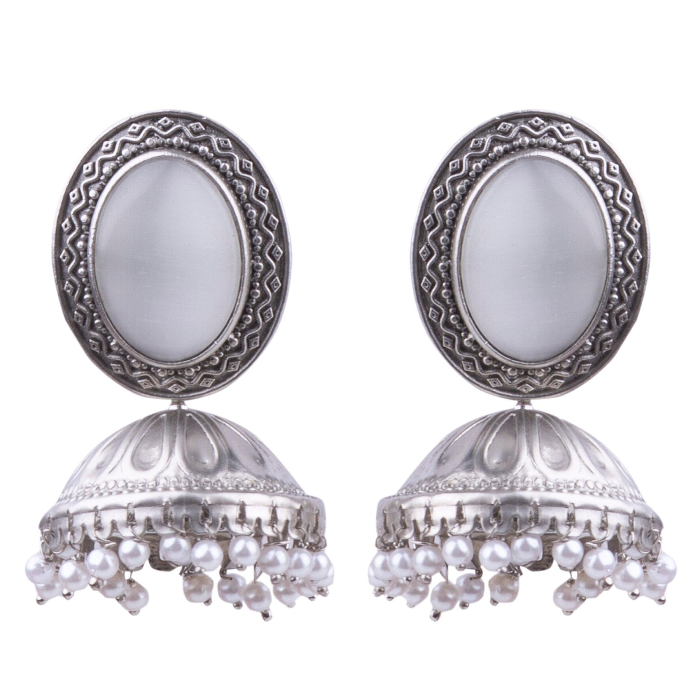 Silver Plated oxidised Earrings Jhumka - Griiham