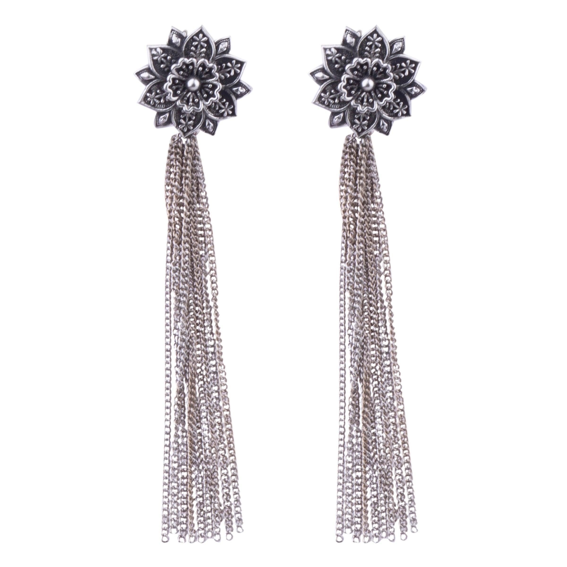 Silver Plated oxidised Earrings Jhumka - Griiham