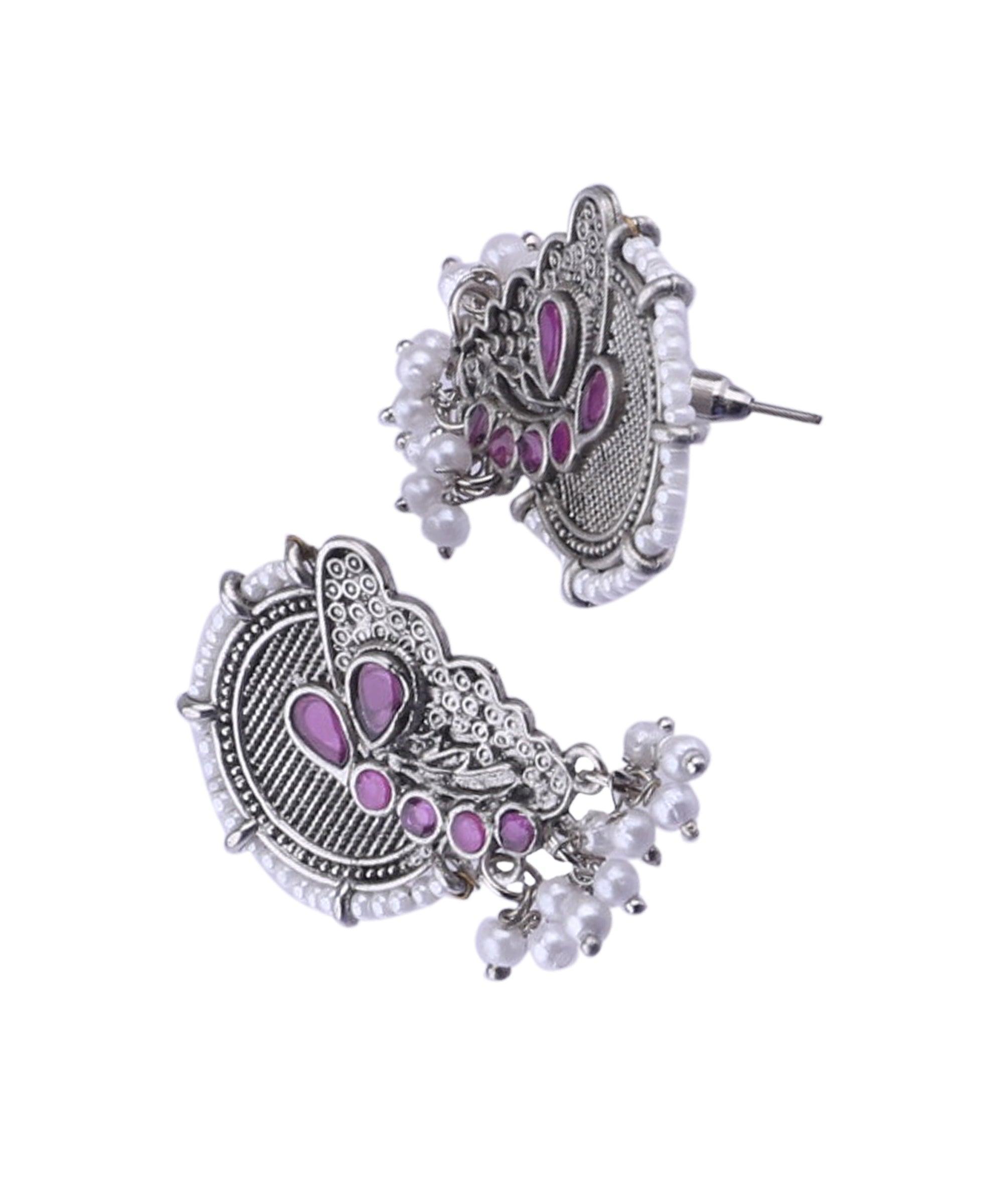Silver Plated oxidised Earrings Jhumka - Griiham