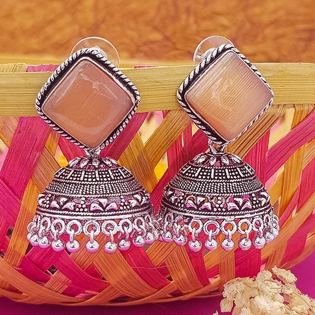 Silver Plated oxidised Earrings Jhumka