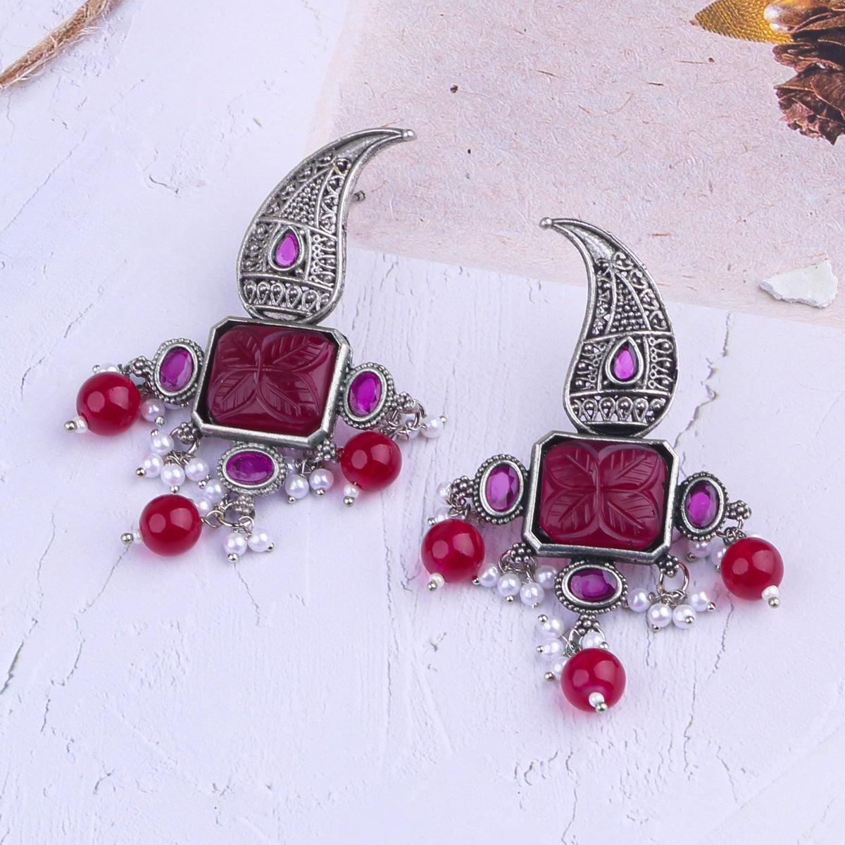 Silver Plated oxidised Earrings Jhumka - Griiham