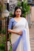 Silver chiffon saree with silver zari woven lining 20979N