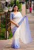 Silver chiffon saree with silver zari woven lining 20979N