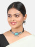 Silver oxidised Multicolor stone necklace set 5780n