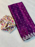 Soft Chinnon Silk Fabric Along With Designer Saree 17206N