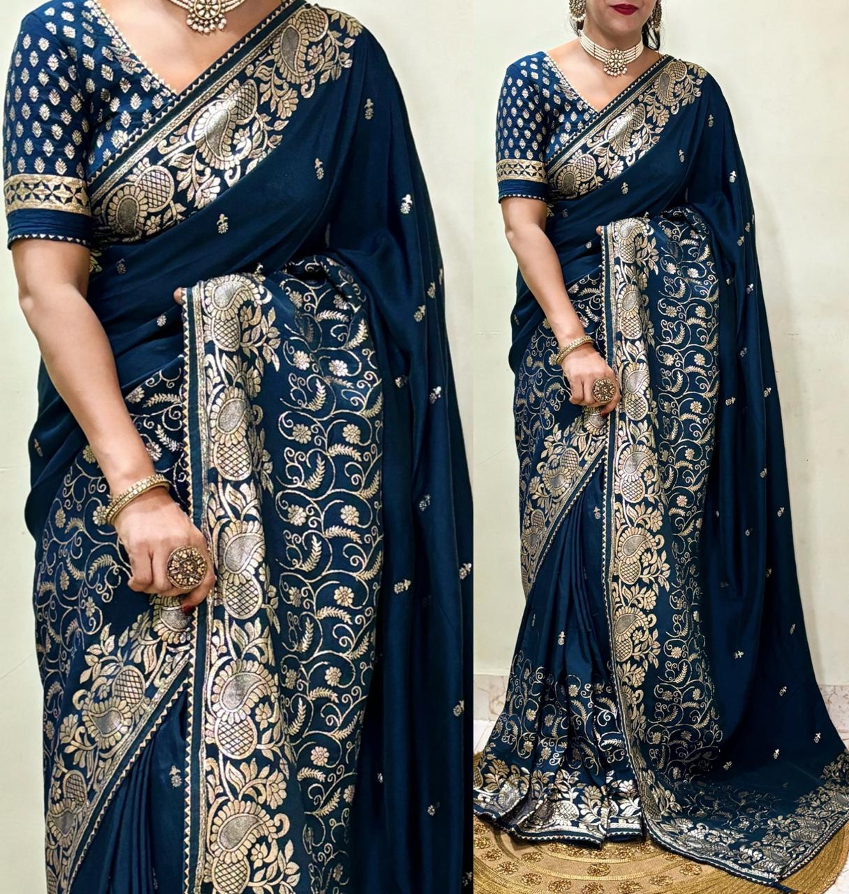 Soft Dola Semi-Silk Fabric With Beautiful Weaving Saree 22525N