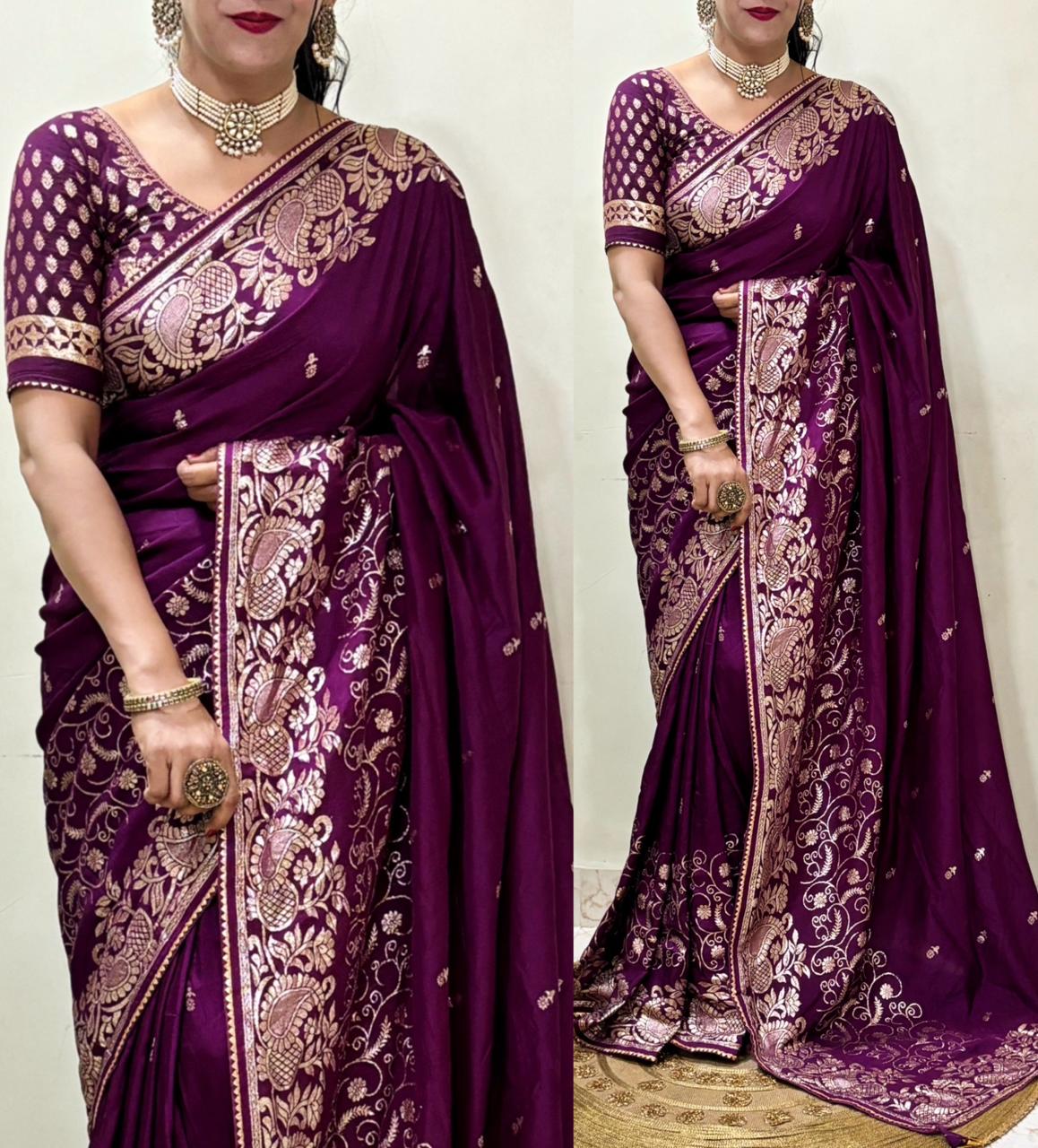 Soft Dola Semi-Silk Fabric With Beautiful Weaving Saree 22525N