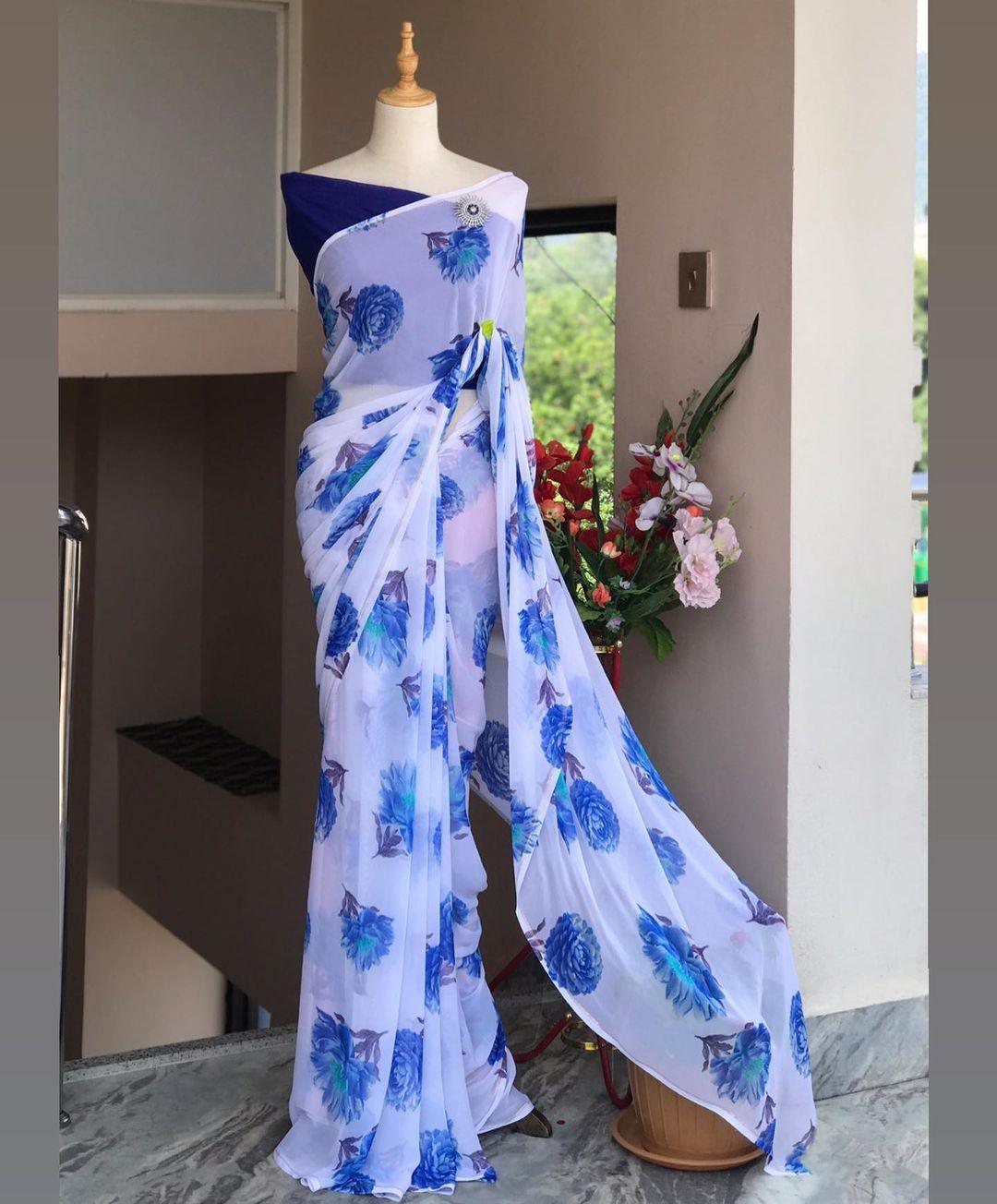 Soft Georgette Digital Work Saree 17876N - Griiham