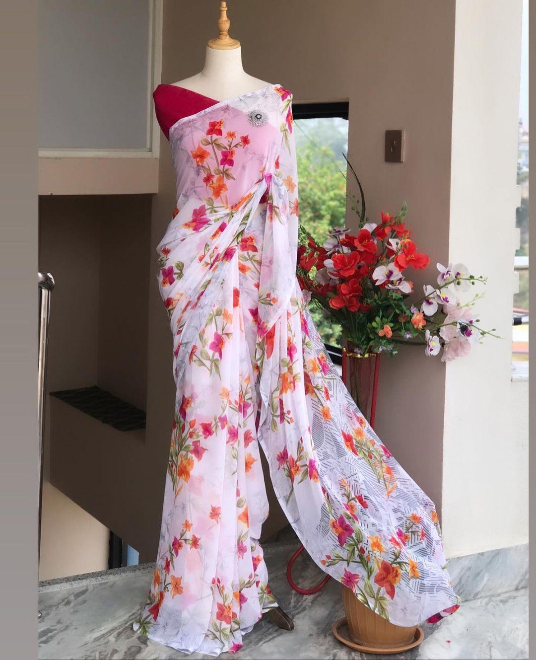 Soft Georgette Digital Work Saree 17876N - Griiham