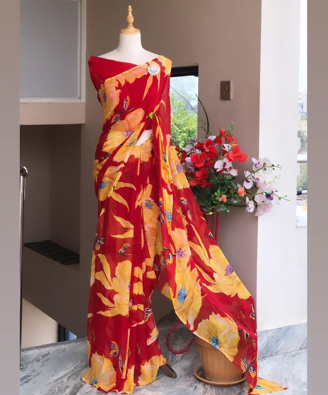Soft Georgette Digital Work Saree 17876N - Griiham