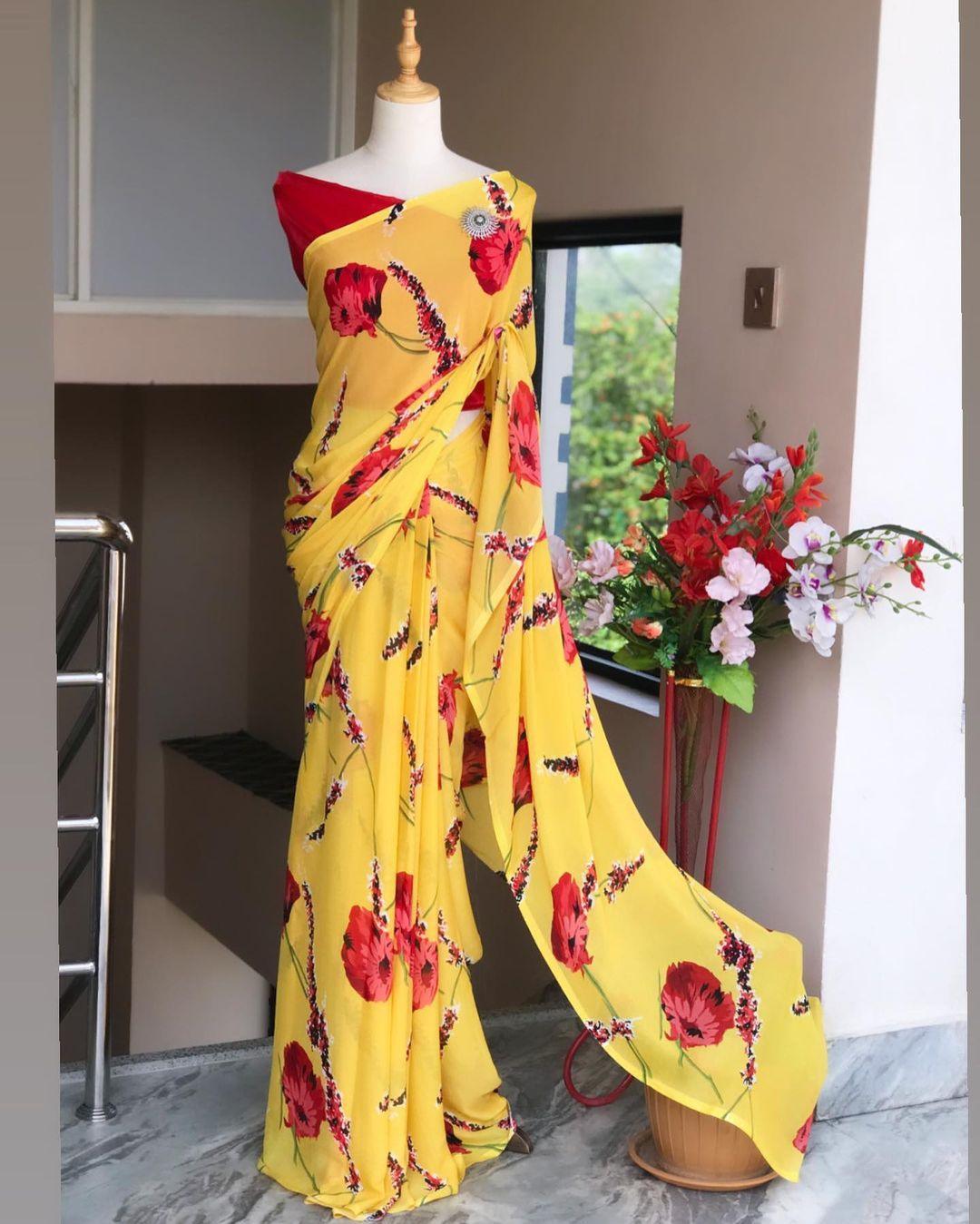 Soft Georgette Digital Work Saree 17876N - Griiham