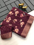 Soft Handloom Semi-Silk beautiful  flowers Print Designer Saree 21114N