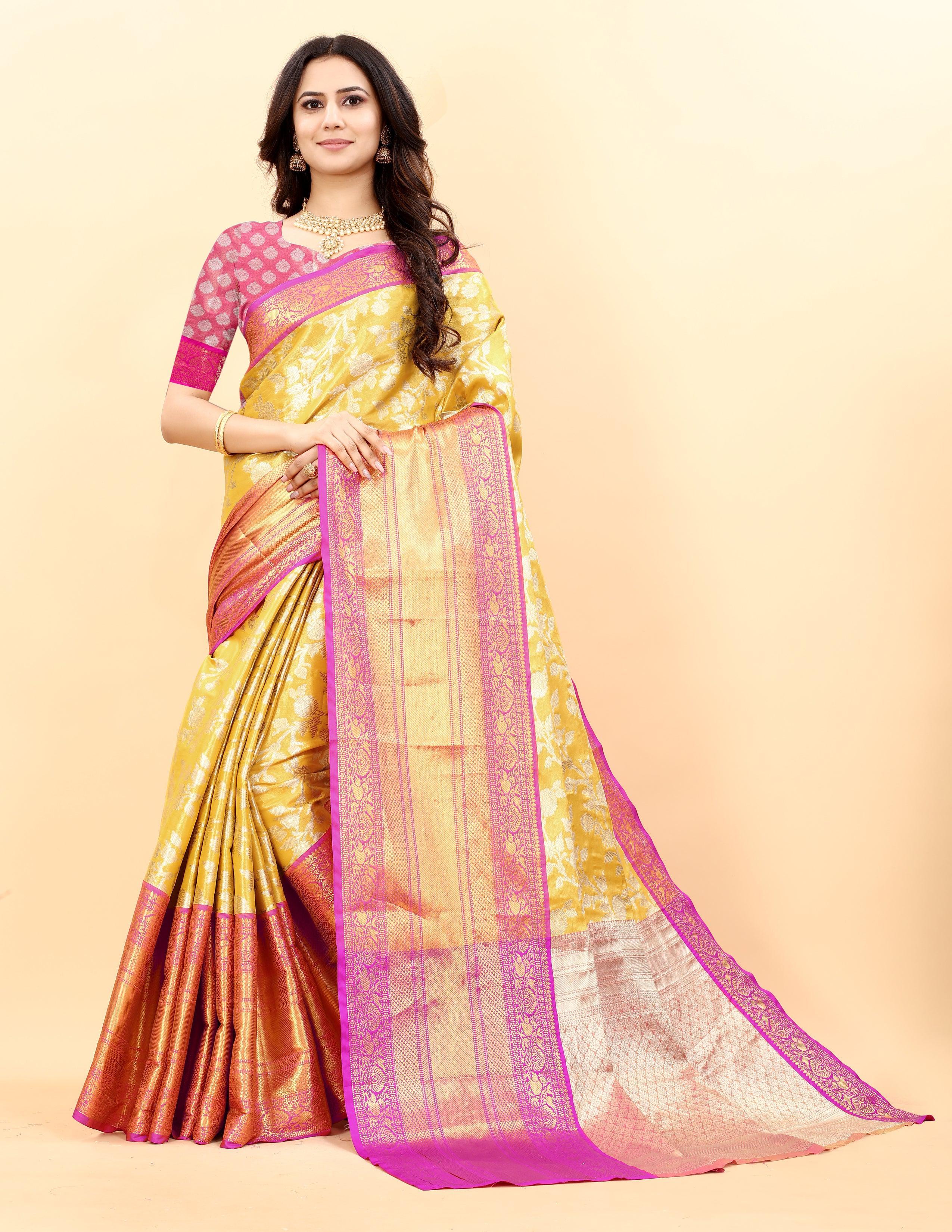 Soft Kanjivaram Semi silk saree with zari weaving design With Rich Zari 20671N
